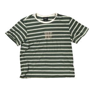 HUF Forest Green and Cream Striped Tee